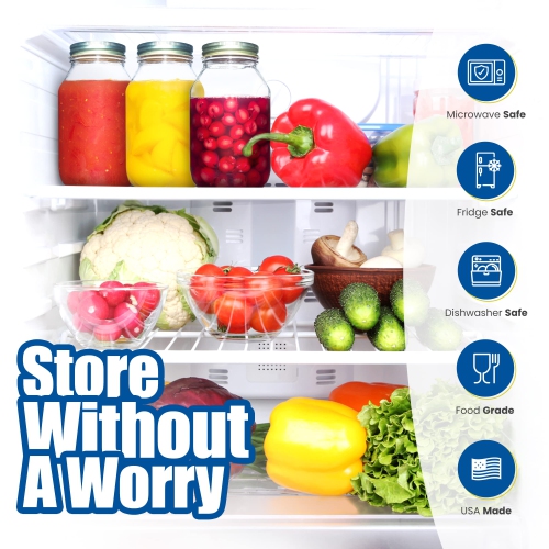 EHOMEA2Z Mason Jars 32 Oz With Lids Regular Mouth Preserving Spices,Storage,Meal Prep, Overnight Oats,Dry Food