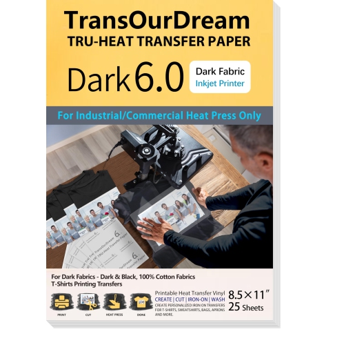 TransOurDream Iron on Heat Transfer Paper for Heat Press Printable HTV Heat Transfer Vinyl