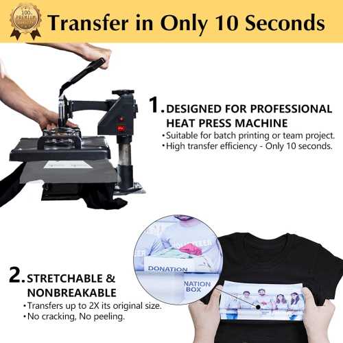 TransOurDream Iron on Heat Transfer Paper for Heat Press Printable HTV Heat Transfer Vinyl