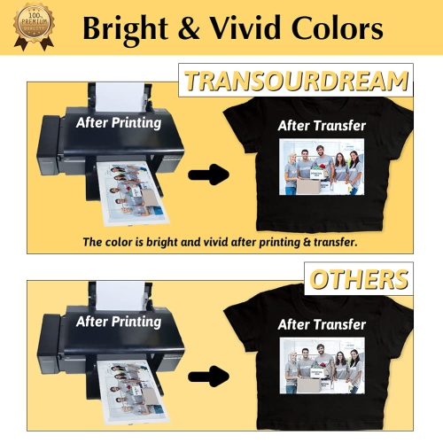 TransOurDream Iron on Heat Transfer Paper for Heat Press Printable HTV Heat Transfer Vinyl