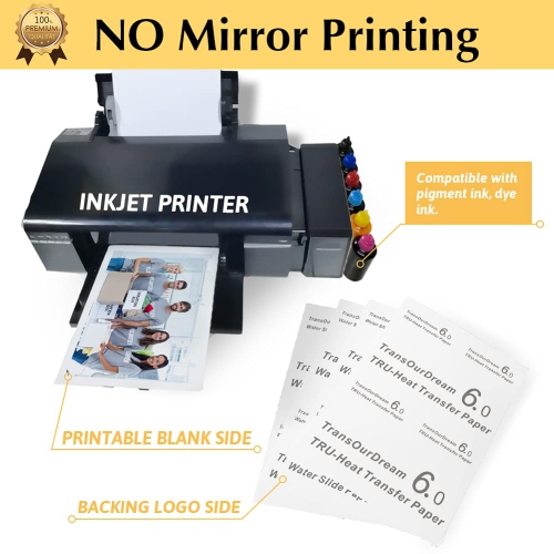 TransOurDream Iron on Heat Transfer Paper for Heat Press Printable HTV Heat Transfer Vinyl