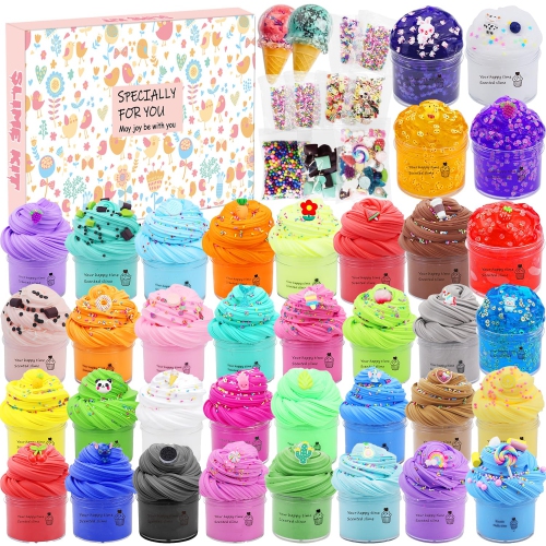 36 Pack Mini Cloud Slime Butter Slime Kit, Crystal Slime Peachybbies Slime for Kids, Party Favors Supplies Clear Slime K