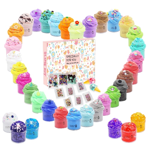 36 Pack Mini Cloud Slime Butter Slime Kit, Crystal Slime Peachybbies Slime for Kids, Party Favors Supplies Clear Slime K