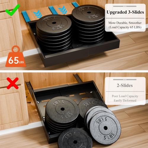 Jgeuyer Pull Out Cabinet Organizer Expandable 12.6-20.5" Heavy Duty Adjustable Slide Out Drawer for Kitchen Cabinets Pot