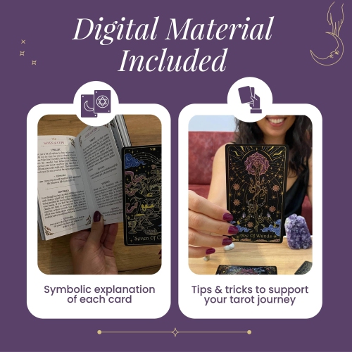 Cartes Tarot Calmoura Tridevia avec guide&nbsp;: Ensemble de 78 cartes Tarot et livret avec Affirmations dans une boîte de luxe - G