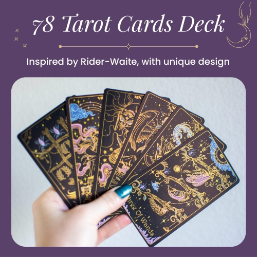 Cartes Tarot Calmoura Tridevia avec guide&nbsp;: Ensemble de 78 cartes Tarot et livret avec Affirmations dans une boîte de luxe - G