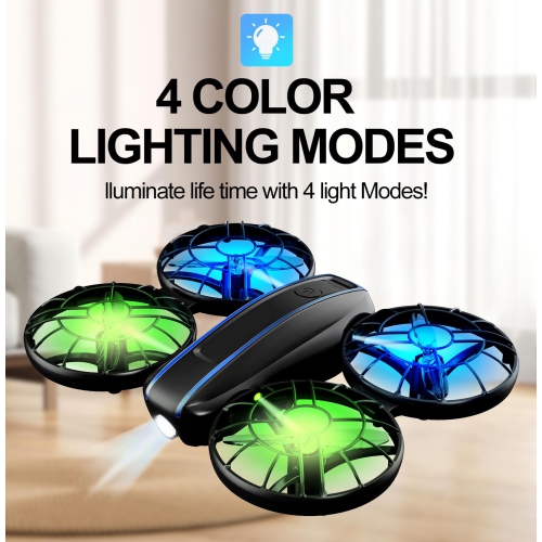 RC Drone for Kids and Beginner, Small RC Quadcopter with Lights and 3D Flip, Altitude Hold, Headless Mode, Propeller Ful