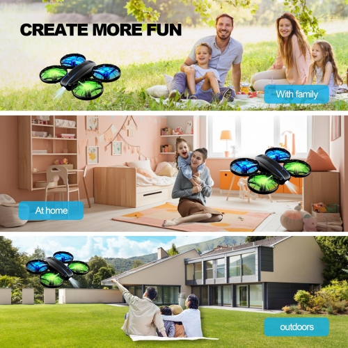 RC Drone for Kids and Beginner, Small RC Quadcopter with Lights and 3D Flip, Altitude Hold, Headless Mode, Propeller Ful