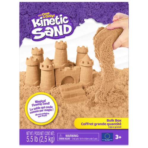 Kinetic Sand, 5.5lbs Natural Brown Play Sand, Bulk Box for Arts and Crafts, Sandbox (Packaging May Vary), Moldab