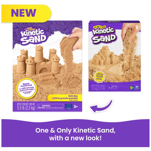 Kinetic Sand, 5.5lbs Natural Brown Play Sand, Bulk Box for Arts and Crafts, Sandbox (Packaging May Vary), Moldab