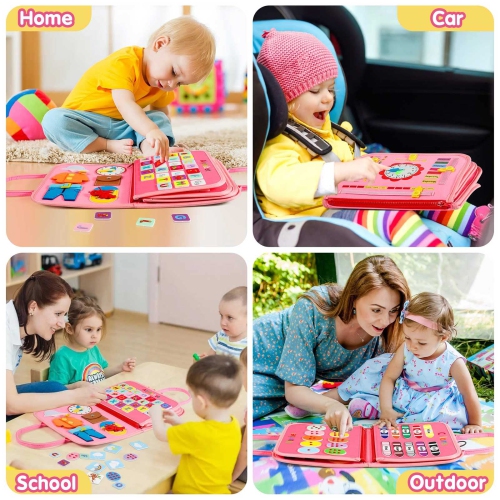 Winblo Toddler Busy Board - Montessori Toys for 1-3 Year Old Girl Birthday Gift, Educational Learning Sensory Busy Book