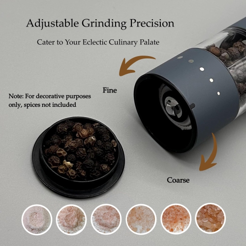 Ensemble de petits moulins à sel et à poivre électriques, moulin à poivre automatique rechargeable par USB avec goujon réglable