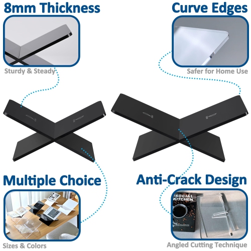 DECORANY Acrylic Book Stand 11 x 7 x 6 in Large Open Book Display Stand for Cookbook Art Book Bible Guest Book - Coffee