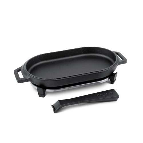Ooni Cast Iron Sizzler Plate - Sizzler Cast Iron Pan - Cast Iron Cookware with Removable Handle - Cast Iron Griddle - Pr