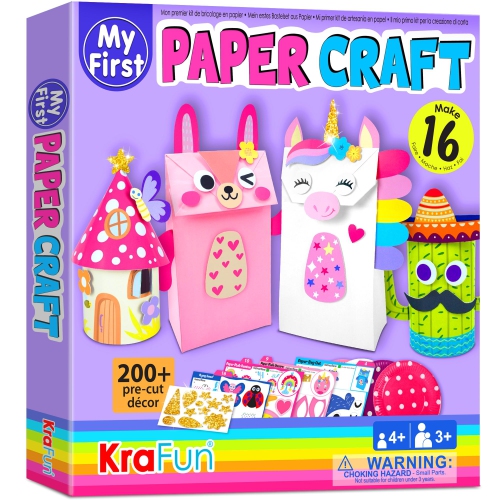 KRAFUN  My First Unicorn Bunny Paper Craft Kit for Toddlers And Girls Age 3-8 Years Old, Include 16 Cute Diy Arts And Cra