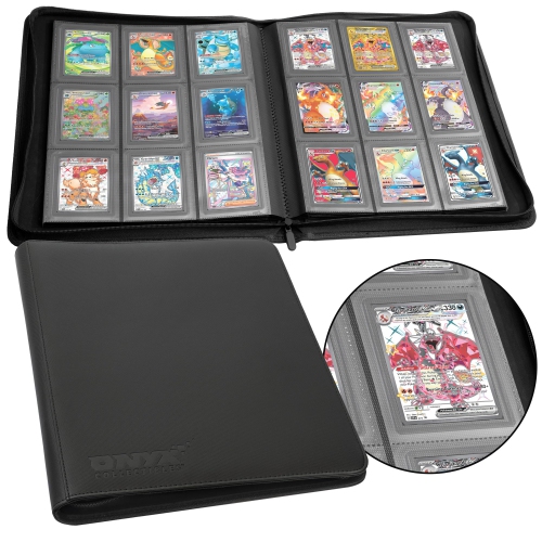 Onyx Toploader Binder 9-Pocket 288 Toploaders - 16 Ringless Double Sided Pages for Cards in 3" x 4" Top Loaders - 9 Pock