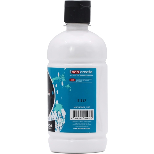 Mont Marte – Peinture acrylique blanc titane, 16,9 oz, paq. 6, 16,9 oz (500 ml), fini semi-mat Convient à f