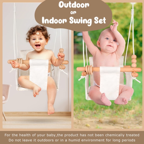 Tislly Baby Swing Outdoor Indoor for Infants, Toddler Swing Seat with Safety Belt, Canvas Hanging Swings Outside Tree Sw