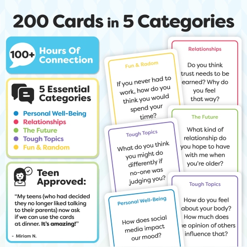 200 Teens Conversation Cards - Connecting Parents with their Teenagers - Reduce Screentime with Fun & Deep Conversation