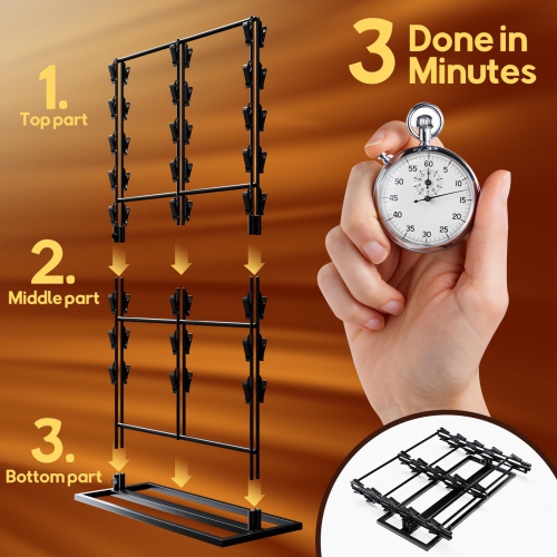 Puricon Chip Rack Display Stand, 3 Row with 48 Clips Chip Stand Display for Party Retail Potato Chip Bag Holder Potato C