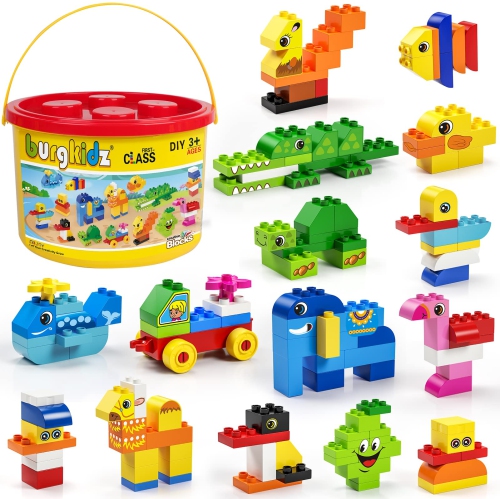 Large Building Blocks, 135 Pieces Kids Toddler Educational Toy Classic Big Size Bricks Building Blocks, 20 Fun Shapes wi