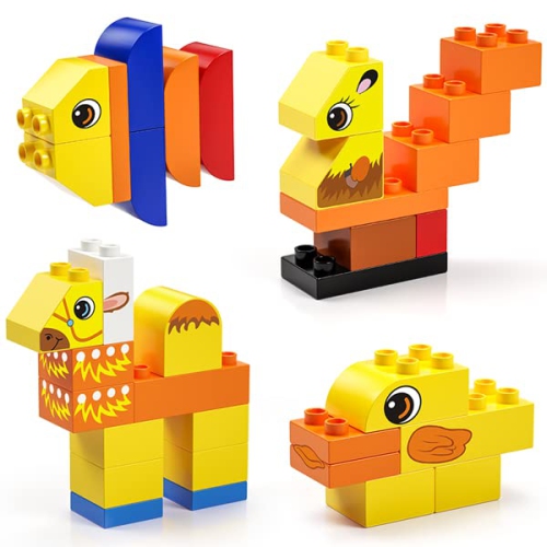 Large Building Blocks, 135 Pieces Kids Toddler Educational Toy Classic Big Size Bricks Building Blocks, 20 Fun Shapes wi