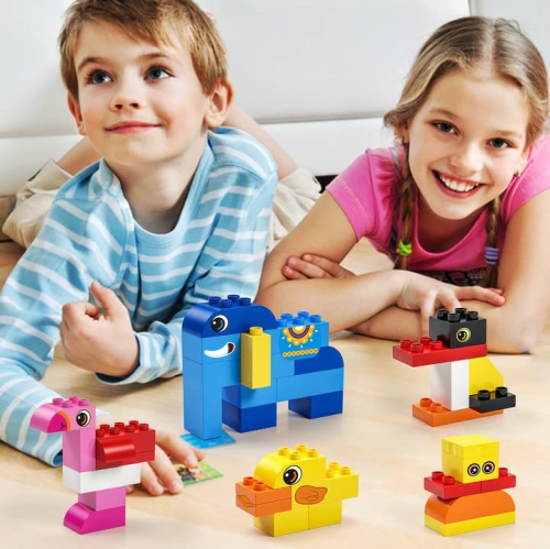 Large Building Blocks, 135 Pieces Kids Toddler Educational Toy Classic Big Size Bricks Building Blocks, 20 Fun Shapes wi