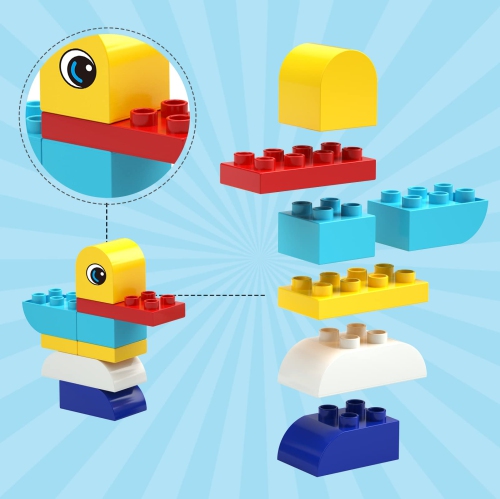 Large Building Blocks, 135 Pieces Kids Toddler Educational Toy Classic Big Size Bricks Building Blocks, 20 Fun Shapes wi