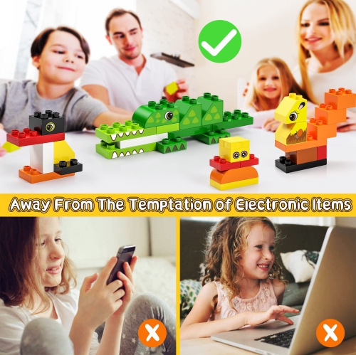 Large Building Blocks, 135 Pieces Kids Toddler Educational Toy Classic Big Size Bricks Building Blocks, 20 Fun Shapes wi