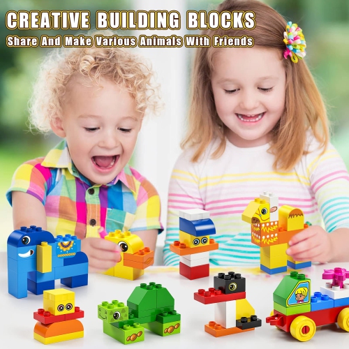 Large Building Blocks, 135 Pieces Kids Toddler Educational Toy Classic Big Size Bricks Building Blocks, 20 Fun Shapes wi