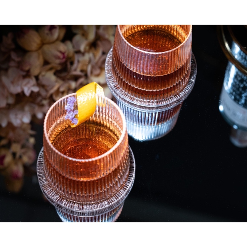 Vintage Art Deco Verres Speakeasy lowball | Ensemble de 4 | Verres en cristal 9&nbsp;oz pour boisson classique Gin, Rhum, Vodka Bar D