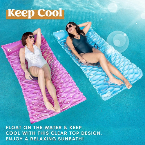 SLOOSH Inflatable Pool Floats Raft,Floating Lounge for Adults,64x32 inch Swimming Mat Pool Mattress with Headrest,2 Piec