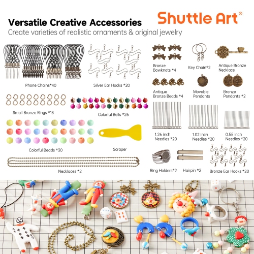 Shuttle Art – Trousse d'argile polymère 112 couleurs avec 20 outils d'argile, 16 types d'accessoires, non toxique, non collant, idéal pour le