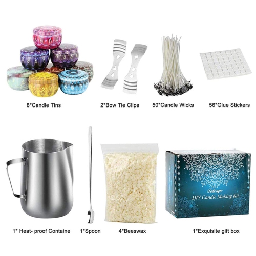 Trousse de bougies à faire soi-même de Bingolife, accessoires d'art et de bricolage, y compris pot verseur, mèches de coton, porte-bougie, G