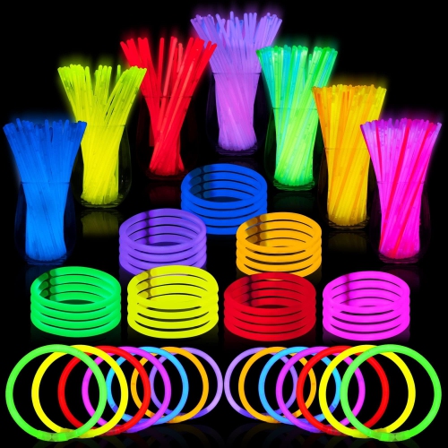 JOYIN 200 Pcs Glow Sticks Bulk 8" Glowsticks, Glow Stick Bracelets Necklaces, Glow in the Dark Party Favors, Easter, Chr