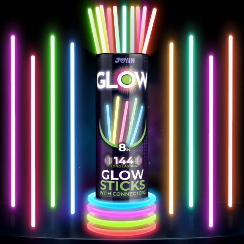 JOYIN 200 Pcs Glow Sticks Bulk 8" Glowsticks, Glow Stick Bracelets Necklaces, Glow in the Dark Party Favors, Easter, Chr