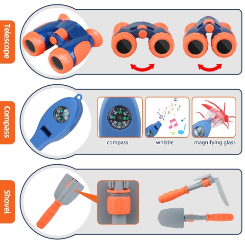 Kids Camping Set - MITCIEN Camping Gear Toys for Boys - Include Campfire/Oil Lamp/Pretend Food - Camping Set for Child A