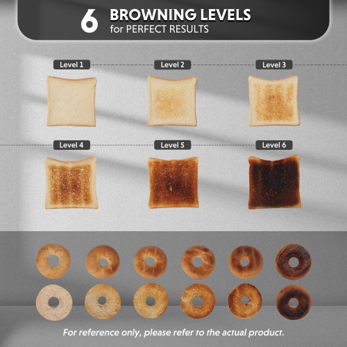 BUYDEEM DT440 4 Slice Toaster, Stainless Steel Toaster with Extra Wide Slots for Bagels, Muffins, High Lift Lever, 6 Sha