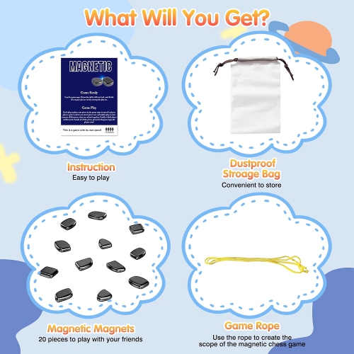 Jeu d'échecs magnétique, jeu de stratégie intelligent de magnétisme avec 20 aimants PCS pour 1-4 joueurs, enfants, adultes, fêtes, voyages