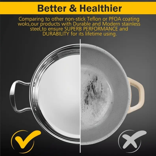 Batterie de cuisine 10 pièces en acier inoxydable à induction antiadhésive – Compatible avec les surfaces de cuisson à induction, électriques et au