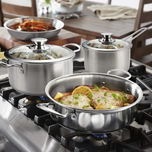 Batterie de cuisine 10 pièces en acier inoxydable à induction antiadhésive – Compatible avec les surfaces de cuisson à induction, électriques et au