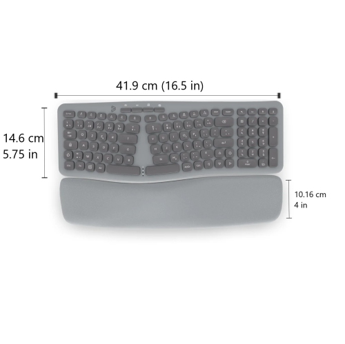 Clavier ergonomique sans fil Ergo de BlueDiamond, repose-poignet magnétique amovible, récepteur USB-A 2,4 GHz, disposition française