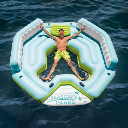 Intex Seascape Island Inflatable Water Lounge with Built In Cooler and Backrests for Adults