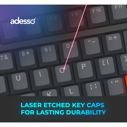 Adesso EasyTouch 1500 Ergonomic RGB Mechanical Keyboard – 104-Key, Cherry MX Red, Wired/Wireless/Bluetooth, VIA/QMK, Copilot Key