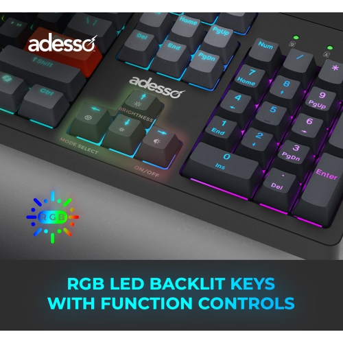 Adesso EasyTouch 1300 RGB Mechanical Keyboard – 104-Key, Wired/Wireless/Bluetooth, Hot-Swappable, QMK/VIA, Copilot Key, USB-C