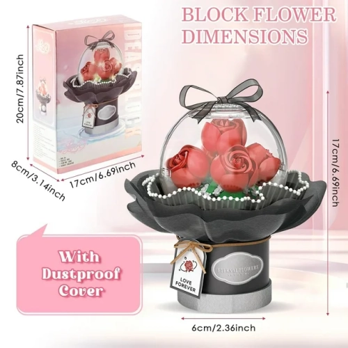 Maxxus Rose Flower Building Kit – 305 Pieces Botanical Collection for Home or Office Decor – Creative Building Toy for Kids, Girls and Adults – A