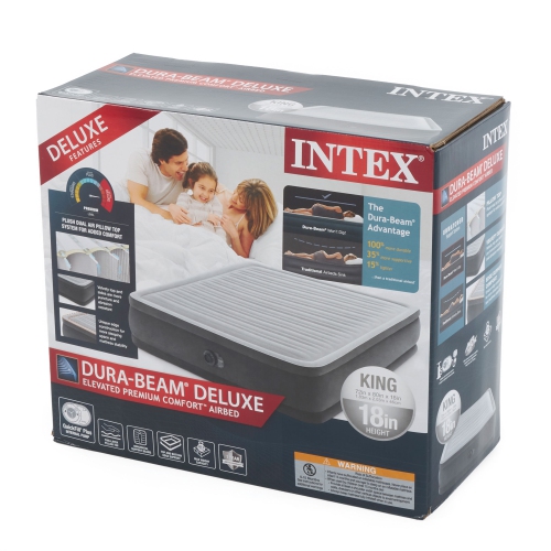Intex 18" Inflatable Elevated Air Mattress Bed w/Built In Pump, King