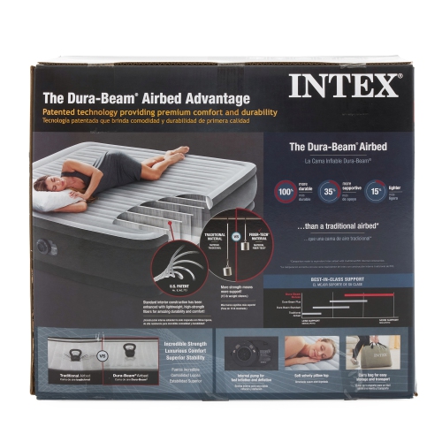 Intex 18" Inflatable Elevated Air Mattress Bed w/Built In Pump, King