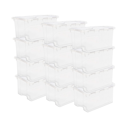 Sterilite 48 Quart Hinged Lid Storage Box Plastic Stackable Bin with Lid, 6 Pack