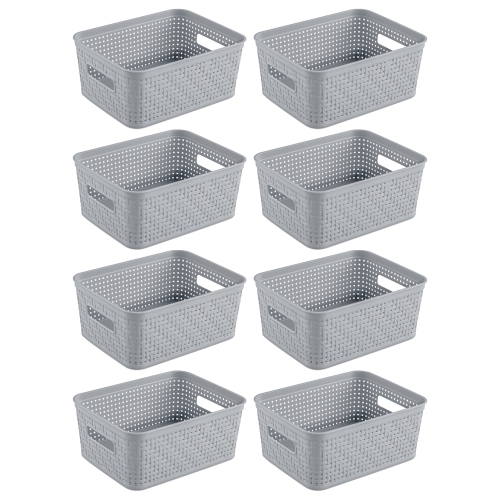 Sterilite 10x8x4.25 Inch Rectangular Short Basket for Home Organization